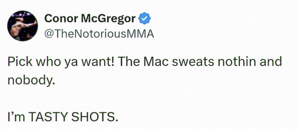 Conor McGregor's social media post